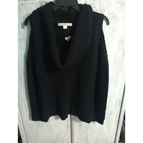 Boston Proper Cowl Neck Cold Shoulder Sweater Black Size Small Y2K Cozy - Picture 5 of 10